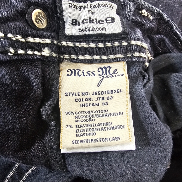 Miss Me Low-Rise Bootcut Jeans Womens 30 Black Wash Women's Distressed - Picture 9 of 16